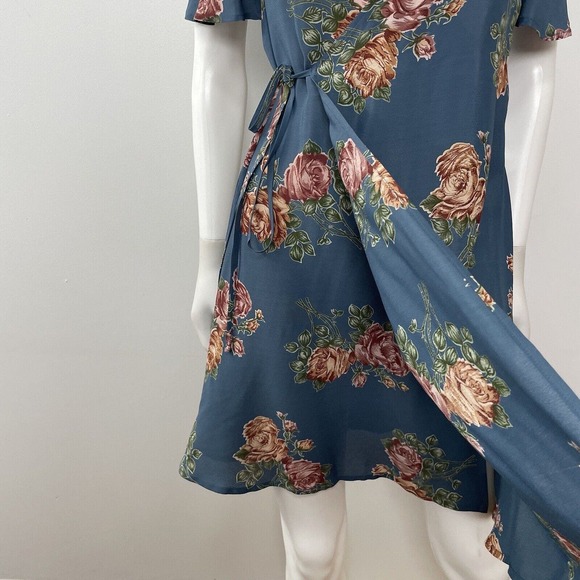 EUC Christy Dawn Wrap Around Blue Floral Dress - Picture 4 of 9